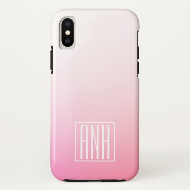 Fading Pinks Ombre Gradation & Your Initials Case-Mate iPhone Case (Back)