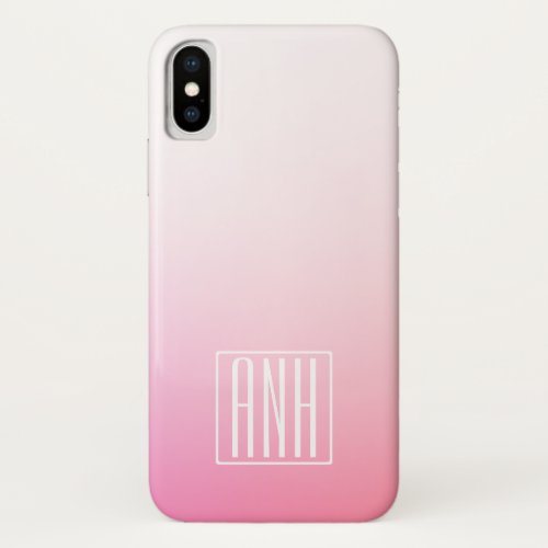 Fading Pinks Ombre Gradation  Your Initials iPhone XS Case