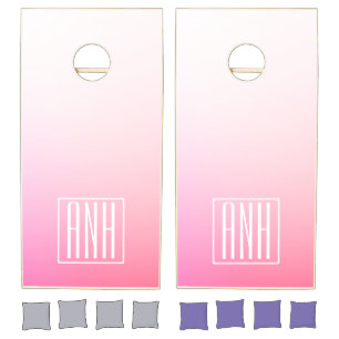 Fading Pinks Ombre Gradation & Your Initials Cornhole Set