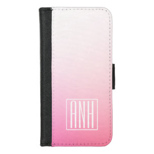 Fading Pinks Ombre Gradation & Your Initials iPhone 8/7 Wallet Case