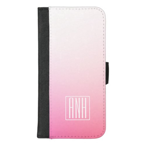 Fading Pinks Ombre Gradation  Your Initials iPhone 87 Plus Wallet Case