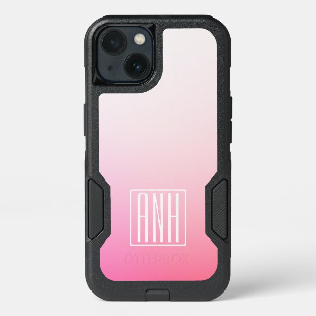Fading Pinks Ombre Gradation & Your Initials Otterbox iPhone Case (Back)