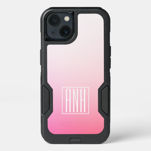 Fading Pinks Ombre Gradation & Your Initials Otterbox iPhone Case (Back)