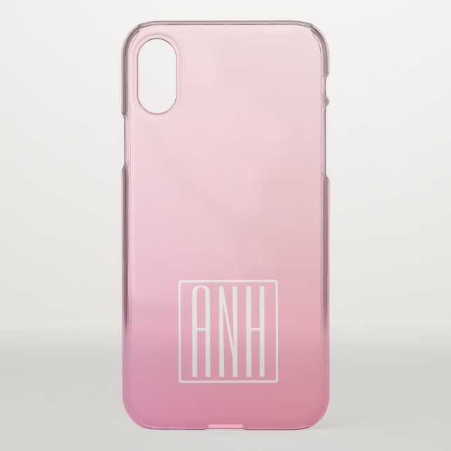 Fading Pinks Ombre Gradation & Your Initials Uncommon iPhone Case (Back)