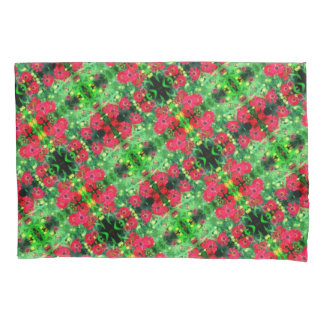 Fading Red Zinnia Flowers Abstract Pattern Pillow Case