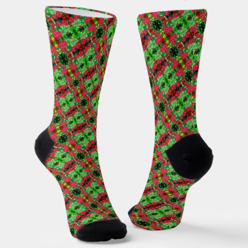 Fading Red Zinnia Flowers Abstract Pattern    Socks