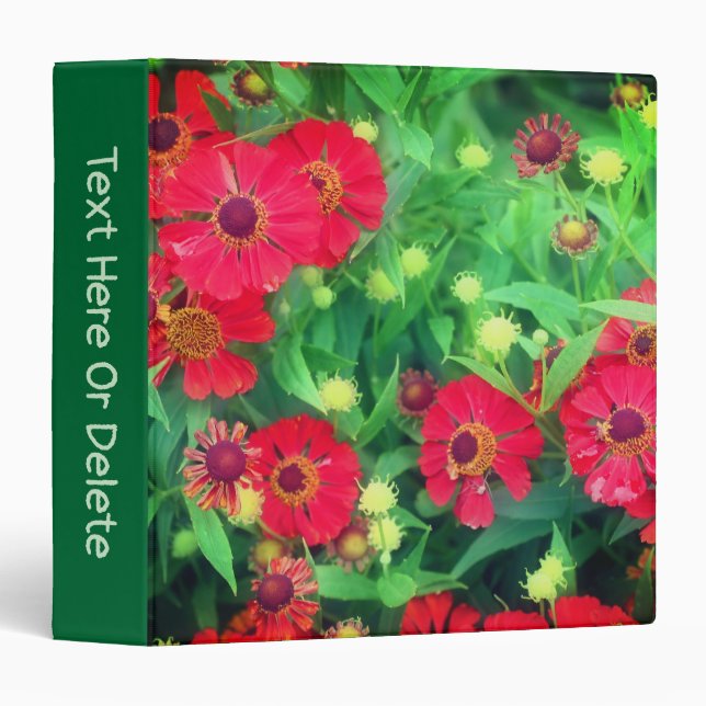 Fading Red Zinnia Flowers Nature Personalized 3 Ring Binder (Front/Spine)