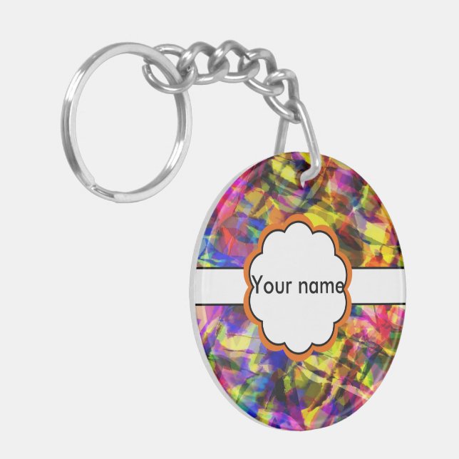 Fading shapes colorful abstract design keychain (Front Left)