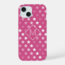 Fading Stars in Cranberry Pink and White iPhone 15 Case