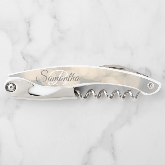 Fading Stylish Monogram Glitter Waiter's Corkscrew (Front)