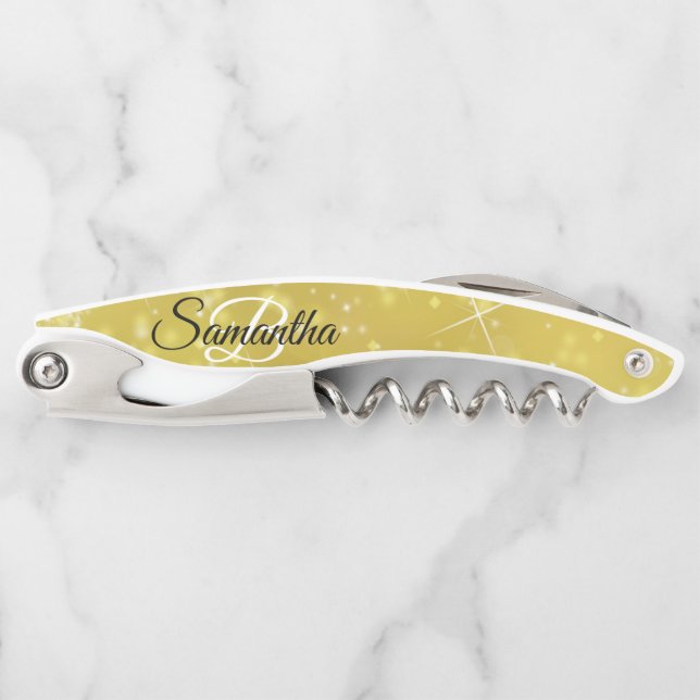 Fading Stylish Monogram Glitter Waiter's Corkscrew (Front)