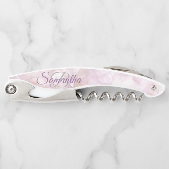 Fading Stylish Monogram Glitter Waiter's Corkscrew (Front)