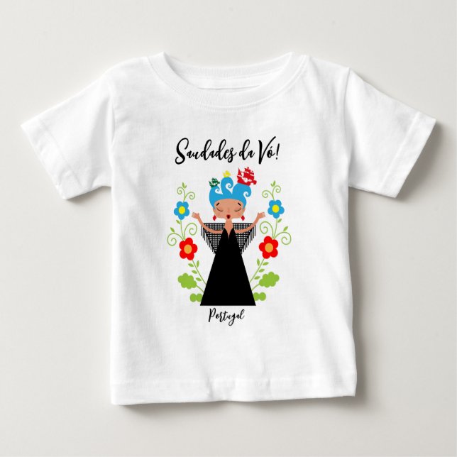 Fado woman singer with Portuguese caravel ships  Baby T-Shirt (Front)