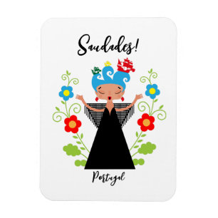 Fado woman singer with Portuguese caravel ships Magnet