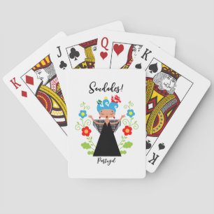 Fado woman singer with Portuguese caravel ships  Poker Cards