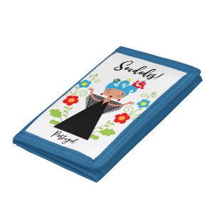 Fado woman singer with Portuguese caravel ships Trifold Wallet