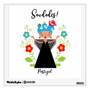 Fado woman singer with Portuguese caravel ships  Wall Decal