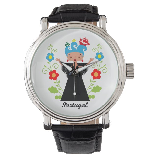 Fado woman singer with Portuguese caravel ships Watch (Front)