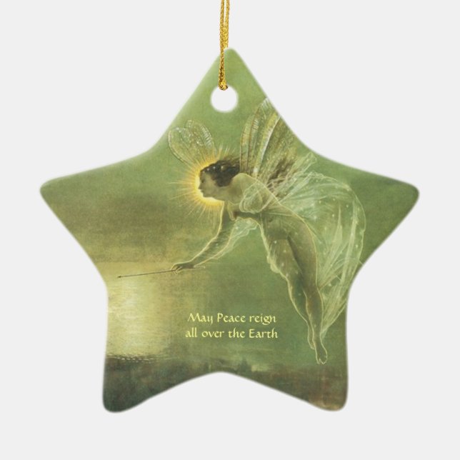 Fae - Fairy Angle Star shape Christmas Ornemant Ceramic Ornament (Front)