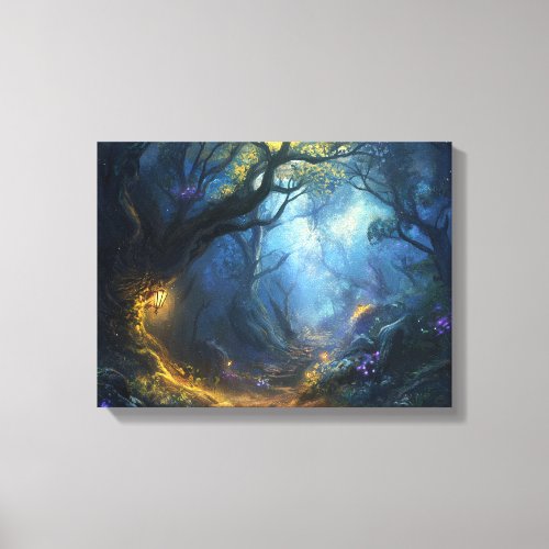 Fae Fantasy Forest Night Scene Canvas Print