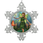 Fae Garden Snowflake Pewter Christmas Ornament