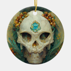 Fae Skull Fantasy Ceramic Ornament