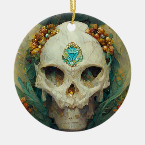 Fae Skull Fantasy Ceramic Ornament