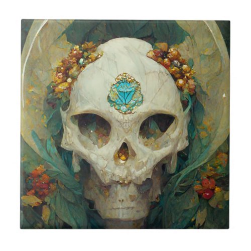 Fae Skull Fantasy Ceramic Tile