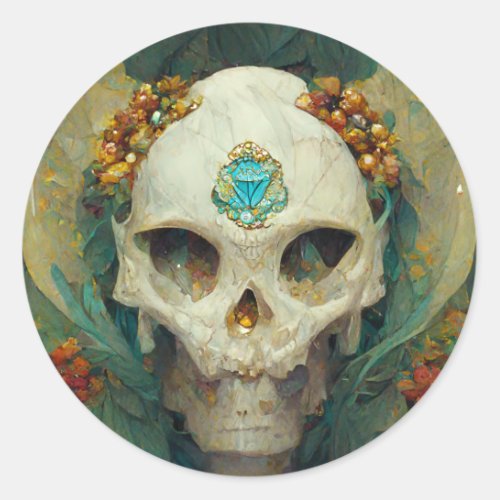 Fae Skull Fantasy Classic Round Sticker