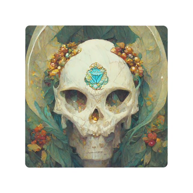 Fae Skull Fantasy Metal Print (Front)