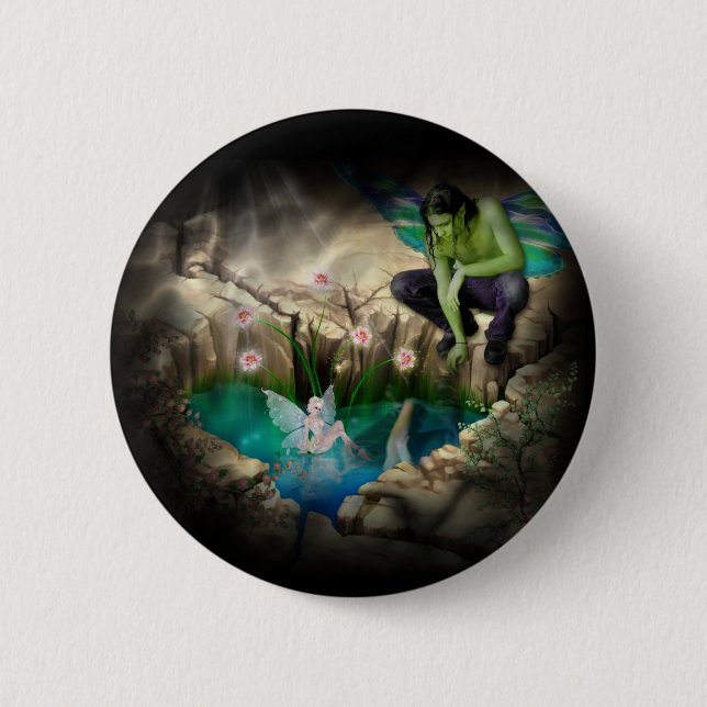 Faerie in Elven Pond Vignette Button (Front)