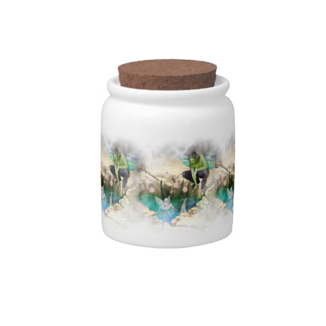 Faerie in Elven Pond Vignette Candy Jar (Front)