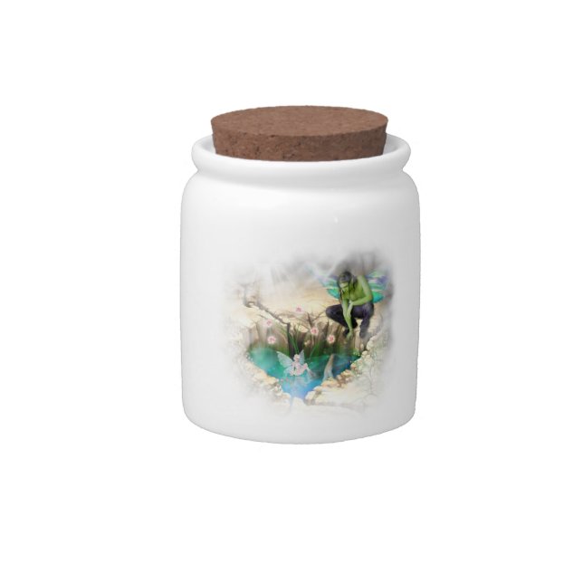 Faerie in Elven Pond Vignette Candy Jar (Front)