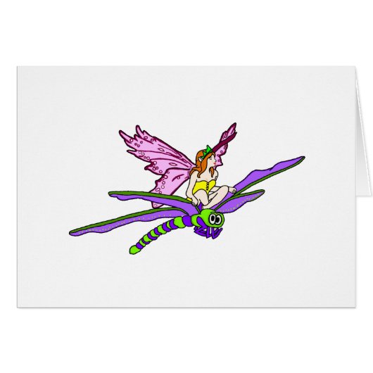 Faerie Riding a Dragonfly Cards (Front Horizontal)