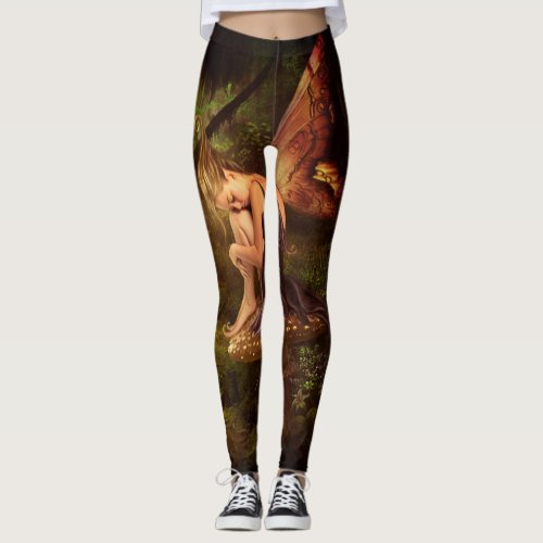 faeries unicorns mushrooms forest magical leggings