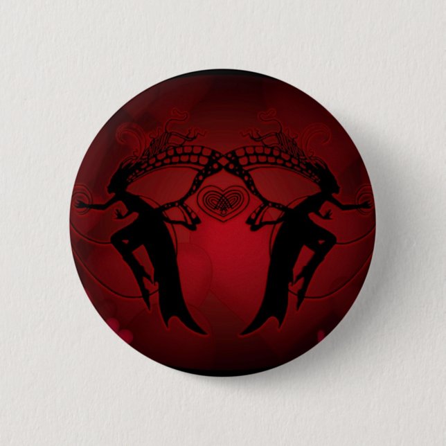 Faery Hearts Red Pinback Button (Front)