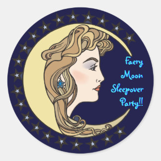 Faery Moon Sleepover Party envelope sealer Classic Round Sticker