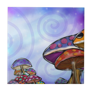 Faery Mushroom Art Ceramic Tile
