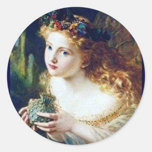 faery pixie magic fairy tale fantasy pretty girl classic round sticker