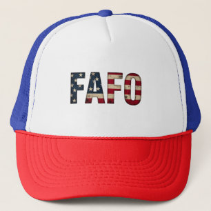 FAFO Distressed USA Flag Political Statement Trucker Hat