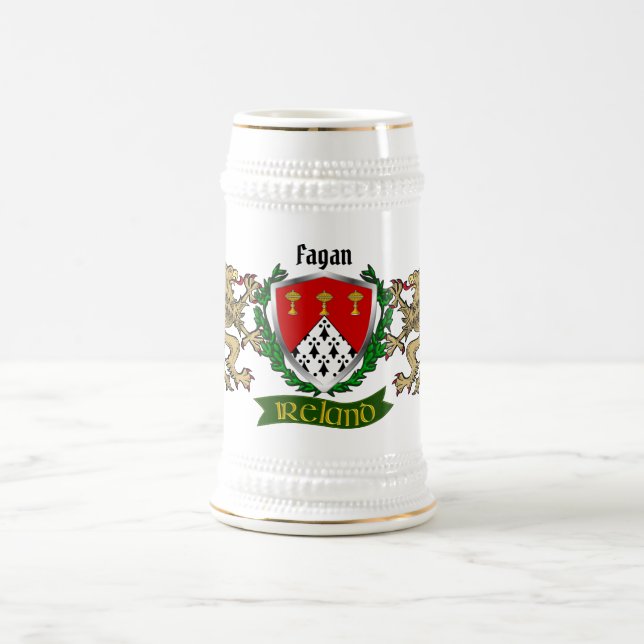 Fagan Irish Shield Personalized Beer Stein (Center)