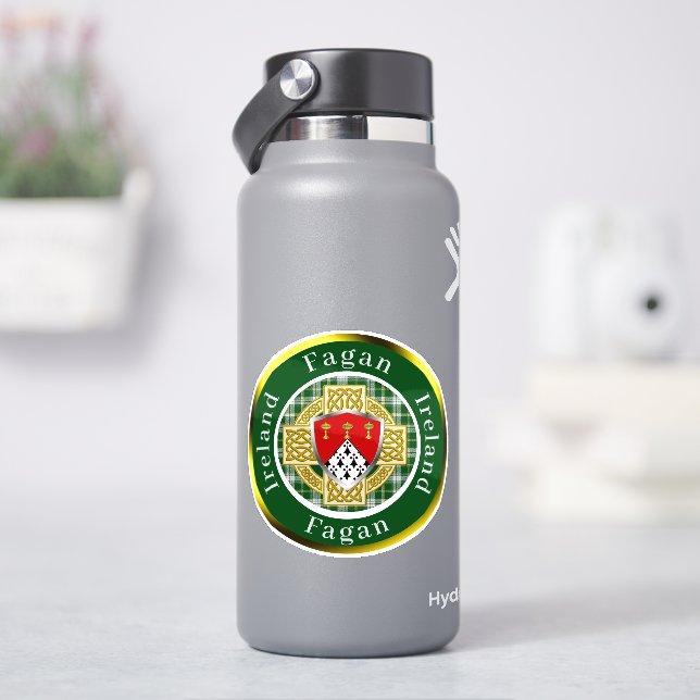 Fagan Shield & Celtic Cross Personalized Sticker (HydroFlask)