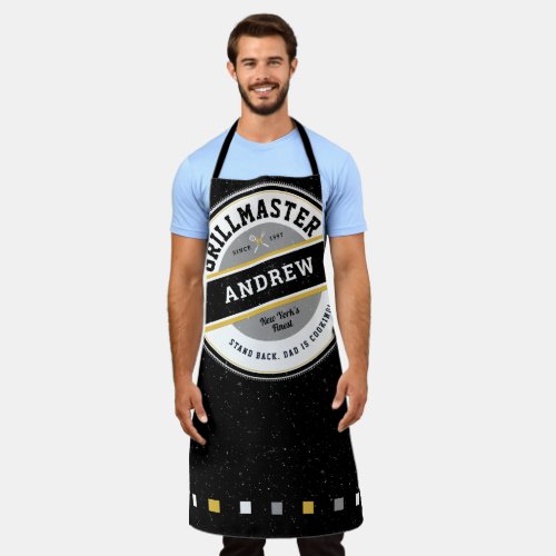 Fahters Day Dad Grill master Apron on Black