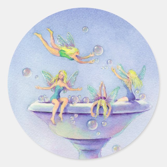 FAIERIES BUBBLE BATH by SHARON SHARPE Classic Round Sticker (Front)