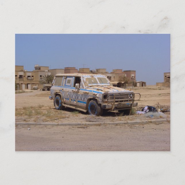 Failaka Island abandoned Car Postcard (Front)