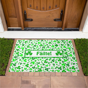 Fáilte Irish Welcome Shamrocks Design Personalized Doormat