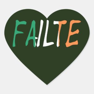 Failte overlaid on Irish Flag stkcnt Heart Sticker