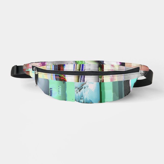 Failure to Load Dark Glitch Art Abstract Grid Fanny Pack (Front)