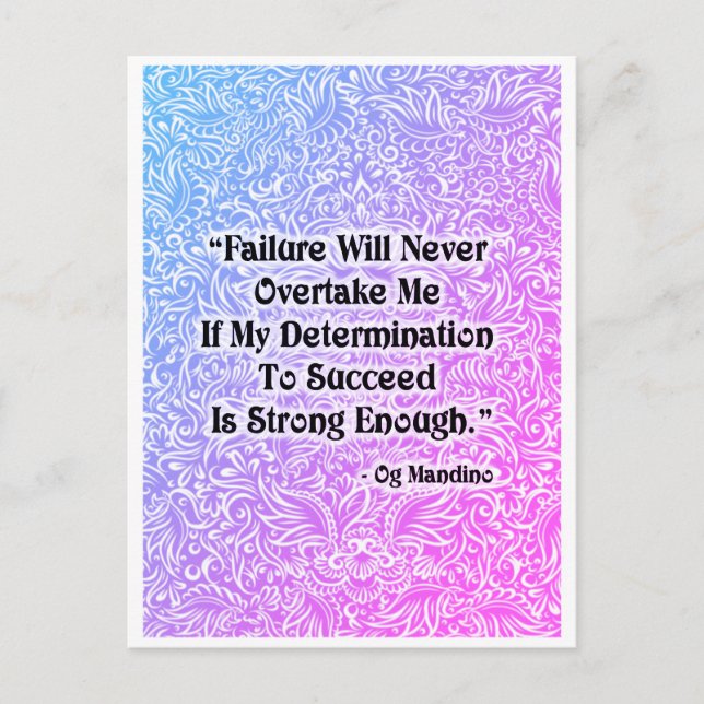 Failure Will Never Overtake - Positive Quote´s Postcard (Front)