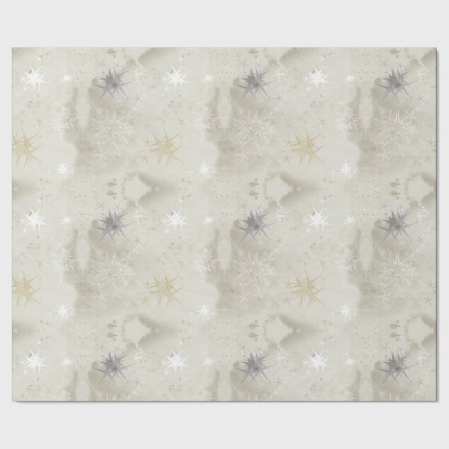 Faint Beige Grunge Stars' Groups Texture Christmas Wrapping Paper (Seam)